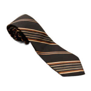 Pedigree Striped Tie Black Brown Cream Polyester Classic Necktie